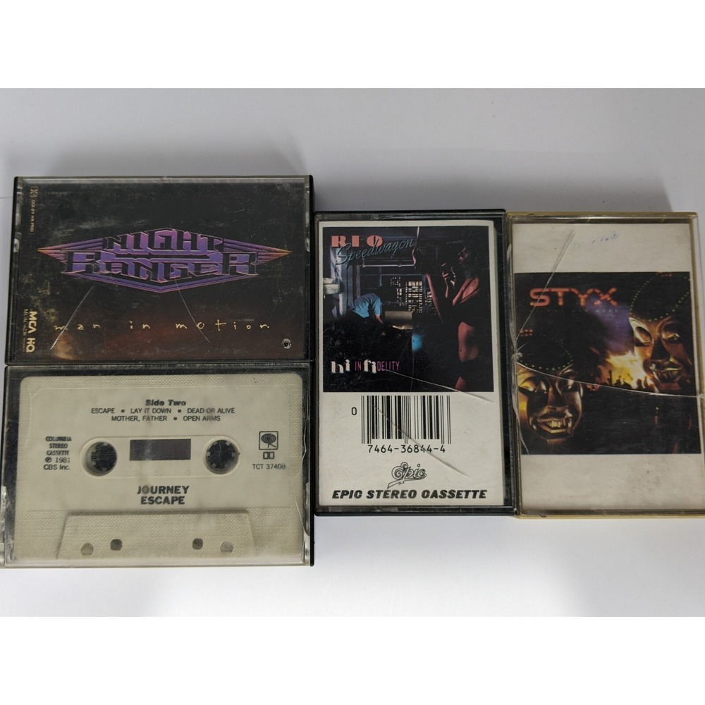 Classic Rock Cassette Tapes Lot of 4 Journey Styx Night Ranger Reo Speedwagon